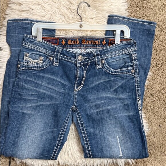 Rock Revival Women’s Embellished‎ Low Rise Zoey Straight Jeans Size 29 - Picture 5 of 8